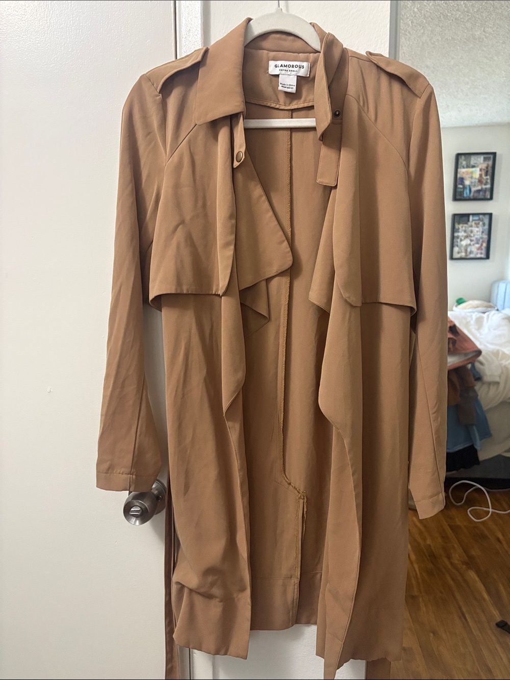 Glamorous Camel Draped Trench Coat